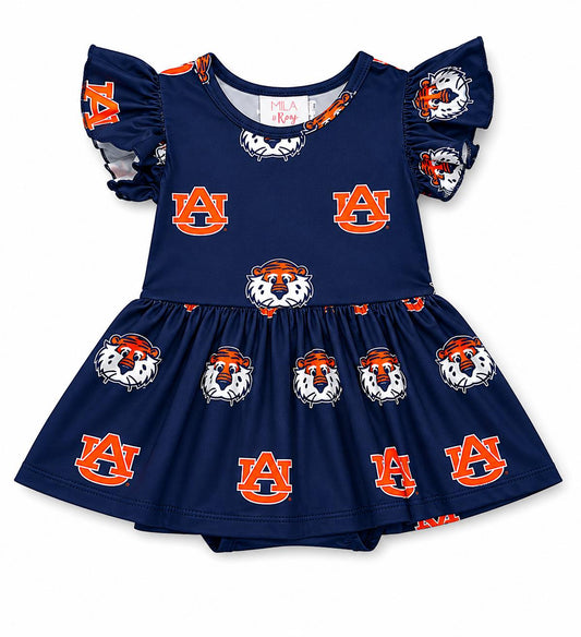 Auburn Blue Aubie S/S Flutter Twirl Bodysuit