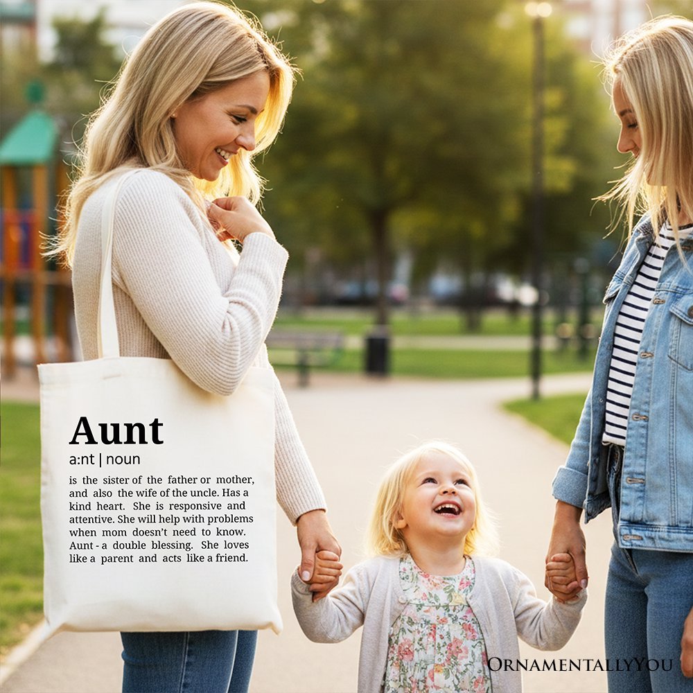 Aunt Definition Canvas Tote Bag, Funny Family Gift Shopper