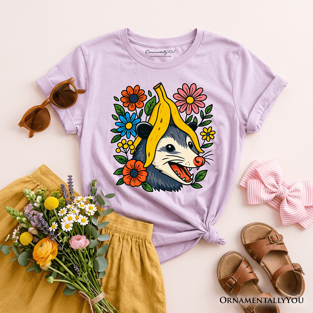 Banana Possum Floral Kids T-Shirt, Funny Animal Tee for Youth Girls