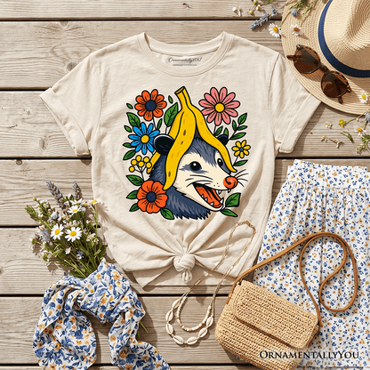 Banana Possum Floral Kids T-Shirt, Funny Animal Tee for Youth Girls