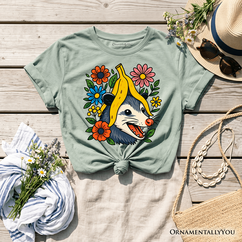 Banana Possum Floral Kids T-Shirt, Funny Animal Tee for Youth Girls