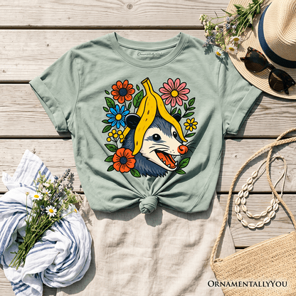 Banana Possum Floral Kids T-Shirt, Funny Animal Tee for Youth Girls