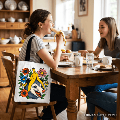 Banana Possum Floral Tote Bag, Funny Animal Gift Shopper