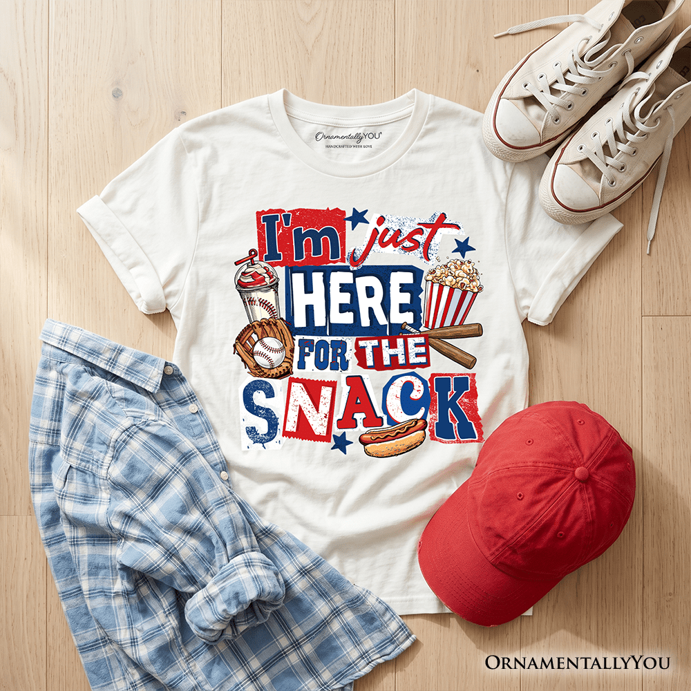 Baseball Snacks Kids T-Shirt, Here For The Food Graphic Tee for Youth Boys