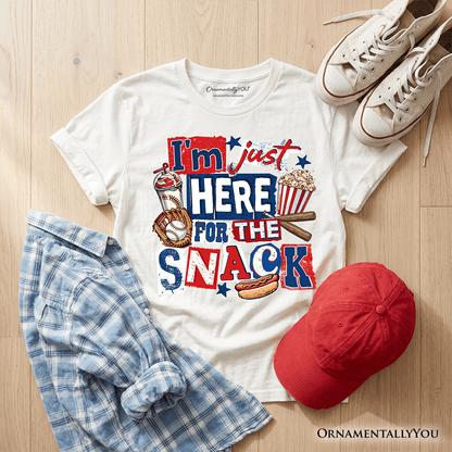 Baseball Snacks Kids T-Shirt, Here For The Food Graphic Tee for Youth Boys