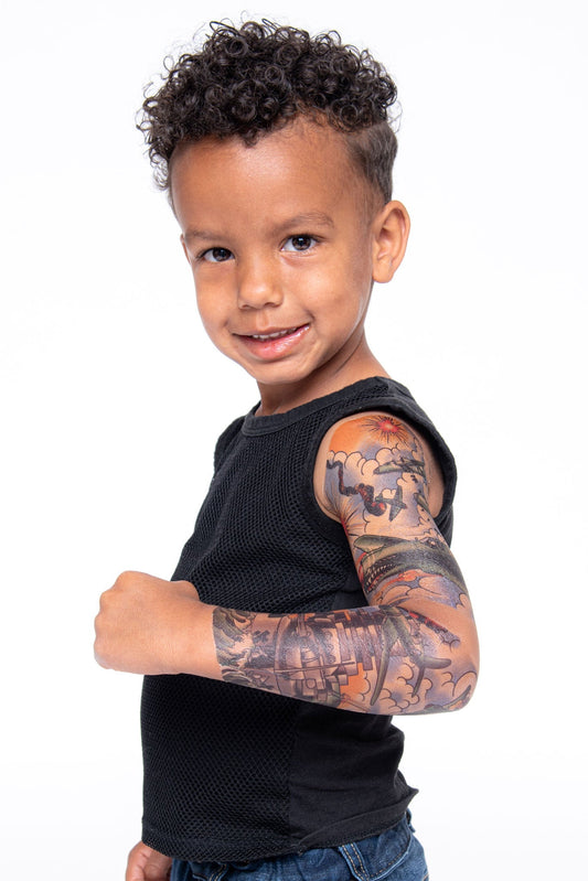 Battle Stations Full Sleeve Tattoo - Temporary Kids Tattoo Sleeve