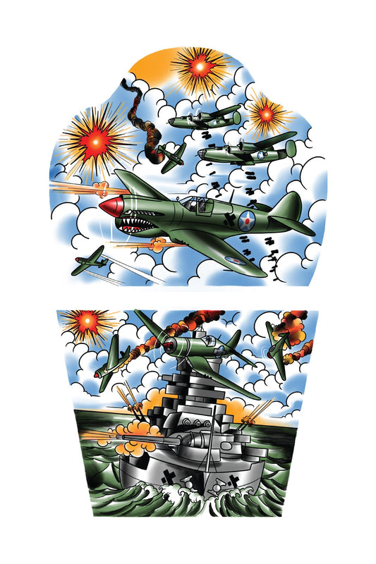 Battle Stations Full Sleeve Tattoo - Temporary Kids Tattoo Sleeve