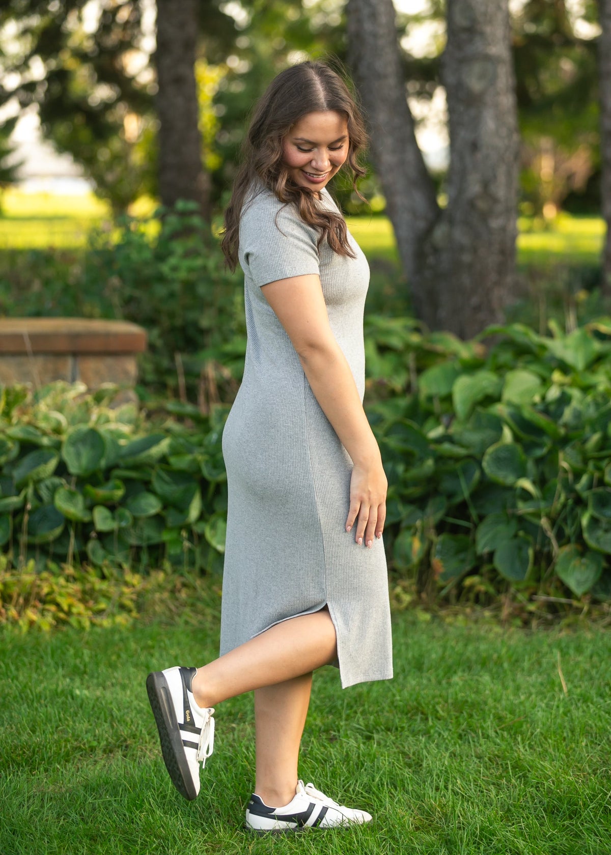 Baylor Gray Ribbed T-shirt Dress - Shaketea
