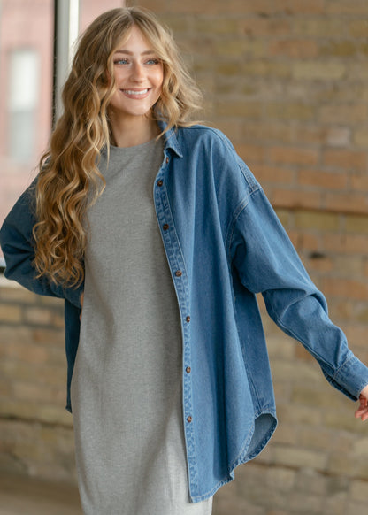 Baylor Gray Ribbed T-shirt Dress - Shaketea