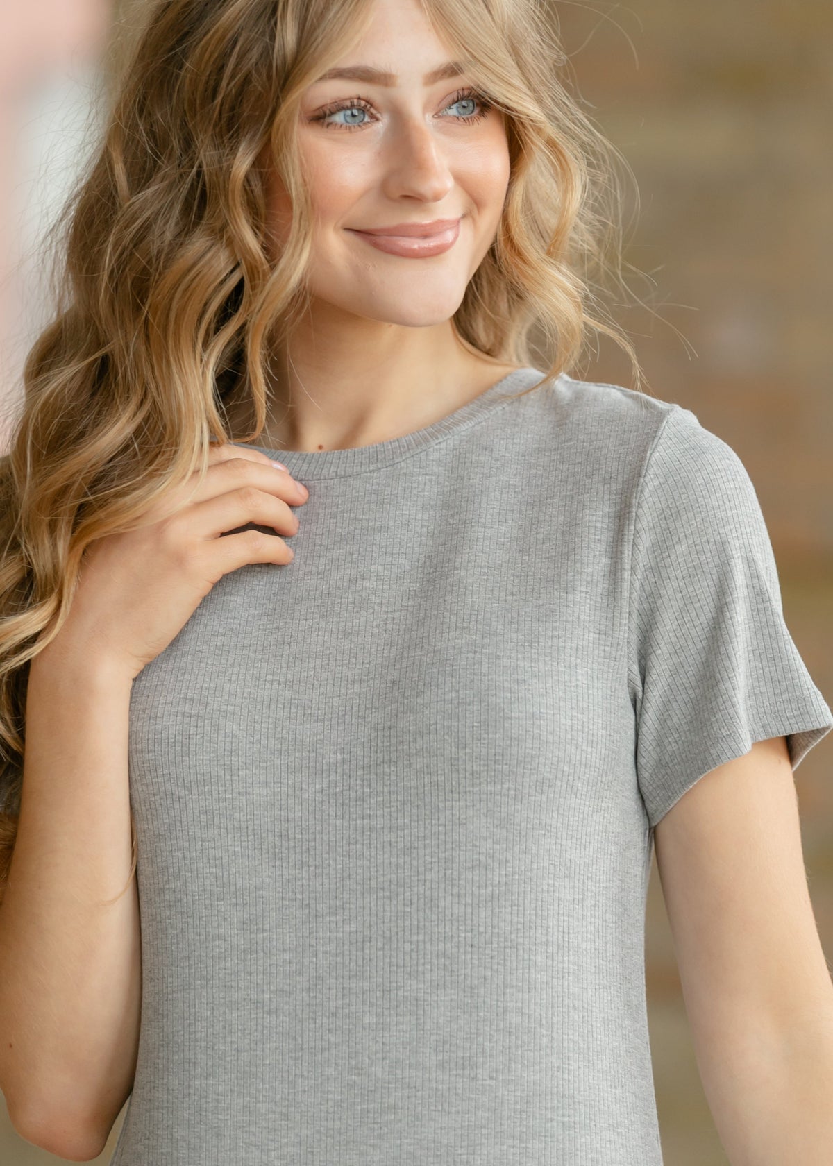 Baylor Gray Ribbed T-shirt Dress - Shaketea