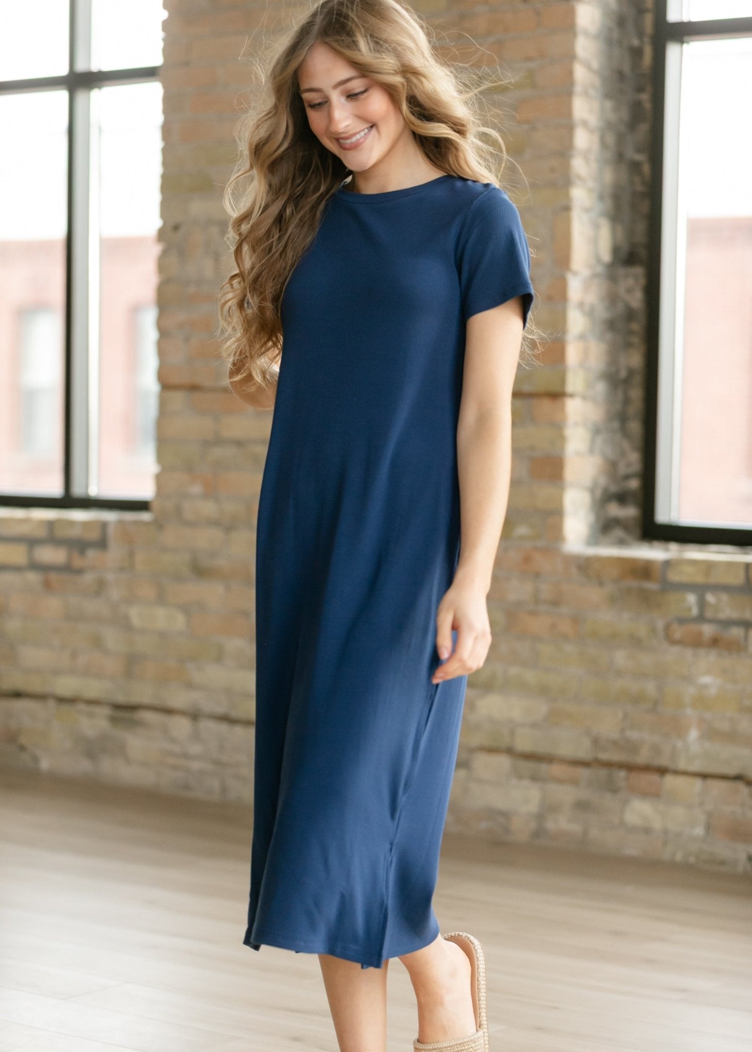 Baylor Navy Ribbed T-shirt Dress