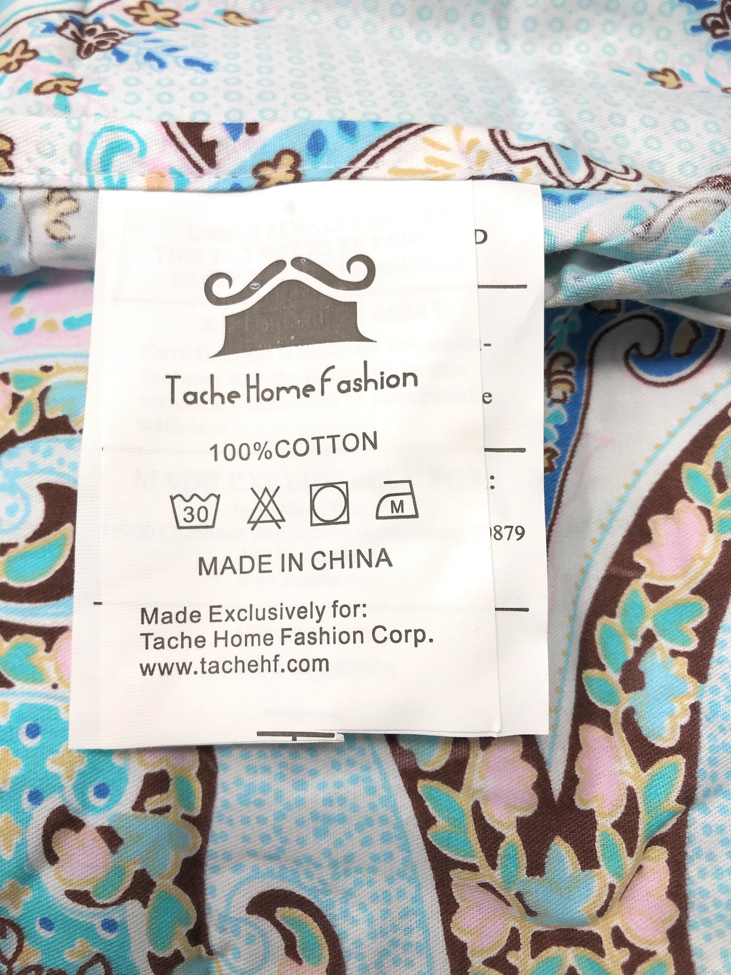Tache Cotton Frozen Forest Blue Paisley Flat Sheet (2172FLT)