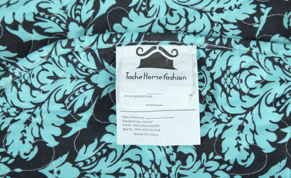 Tache Damask Ornate Baroque Teal Turquoise Blue Green Scalloped Quilt Set (SD-3300)