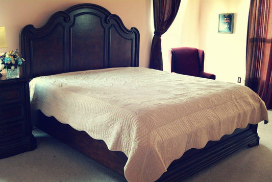 Tache Super Soft Tan Beige Scalloped Coral Reef Quilted Fleece Bedspread Set (DXJ109013-1)