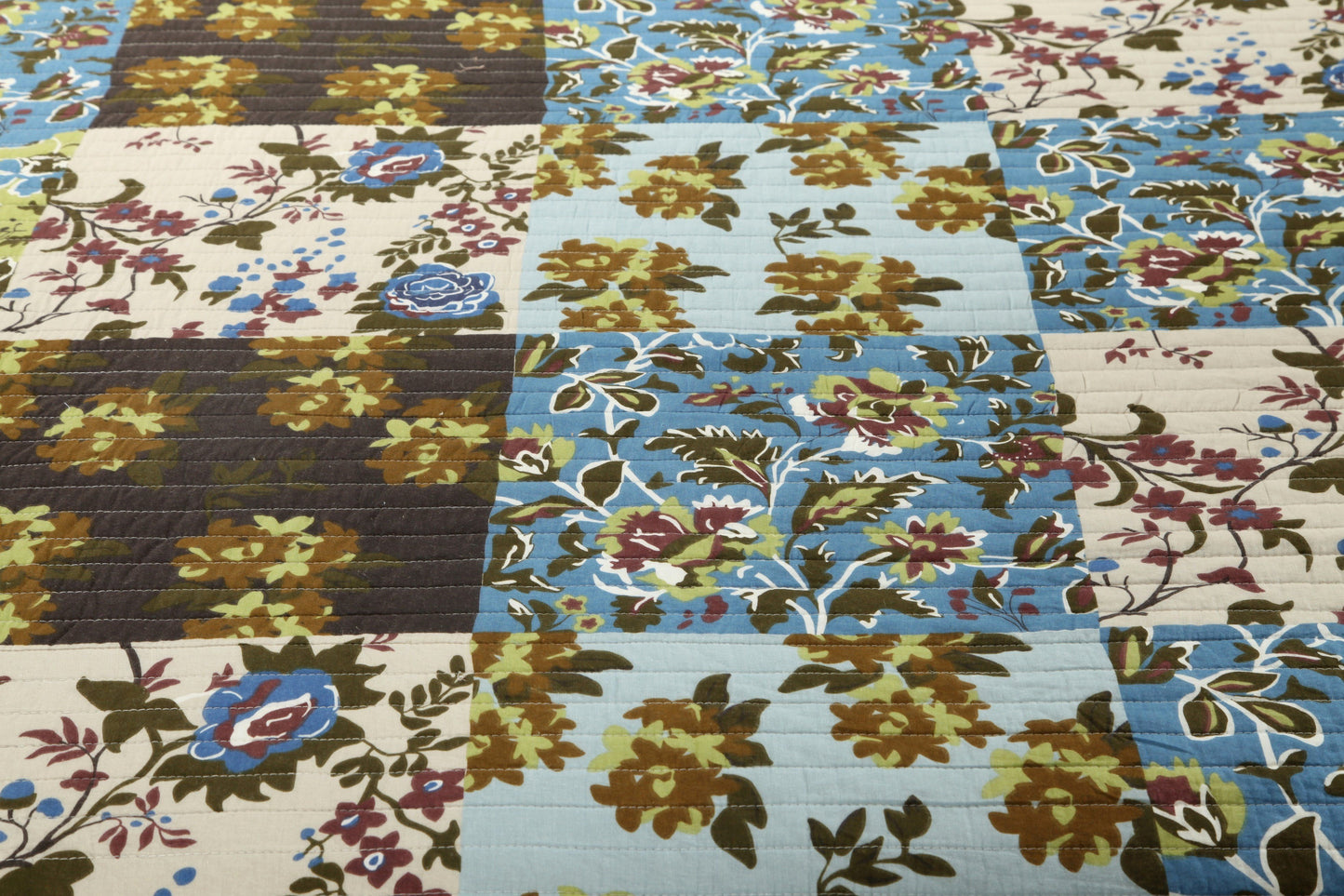 Tache Mystical Forest Green Blue Leaves Cotton Quilt Set (KST1504)