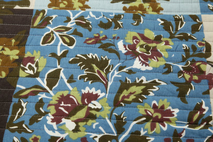 Tache Mystical Forest Green Blue Leaves Cotton Quilt Set (KST1504)