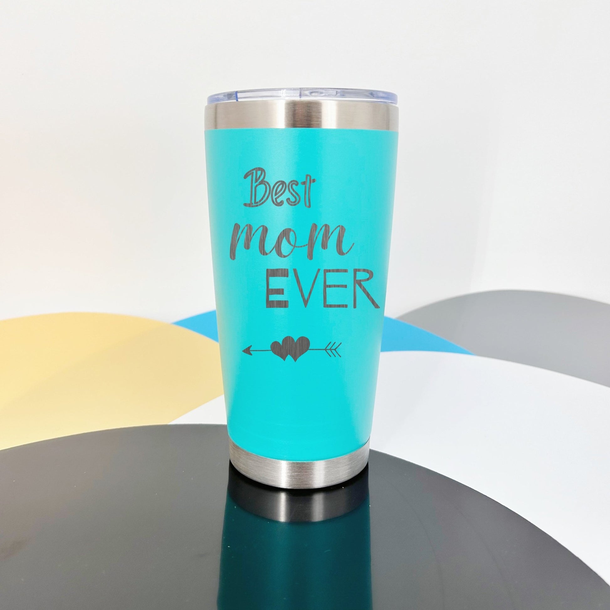 Best Mom Ever Tumbler - Personalized Birthday Mothers Day Christmas Gift for Moms - 20oz Stainless Steel Insulated Flask - Bottled, Portable