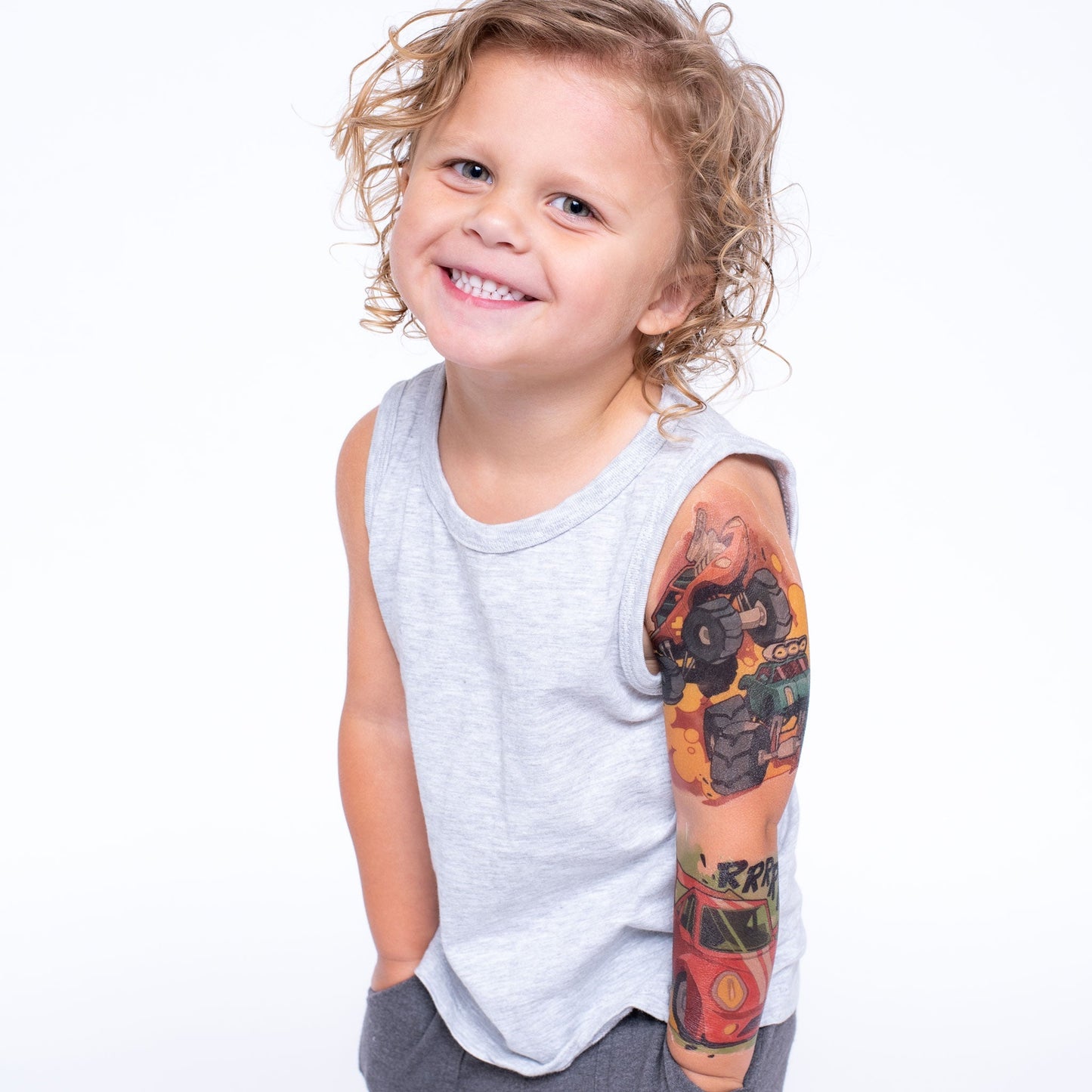 Big Wheels Full Sleeve Tattoo - Temporary Kids Tattoo Sleeve