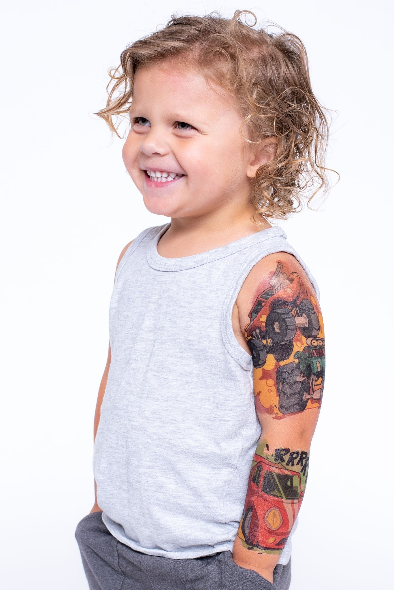 Big Wheels Full Sleeve Tattoo - Temporary Kids Tattoo Sleeve