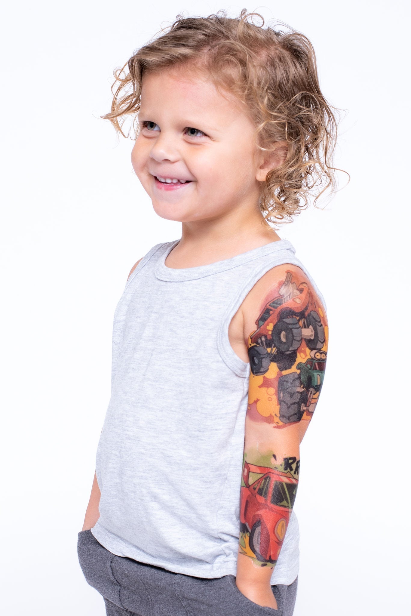 Big Wheels Full Sleeve Tattoo - Temporary Kids Tattoo Sleeve
