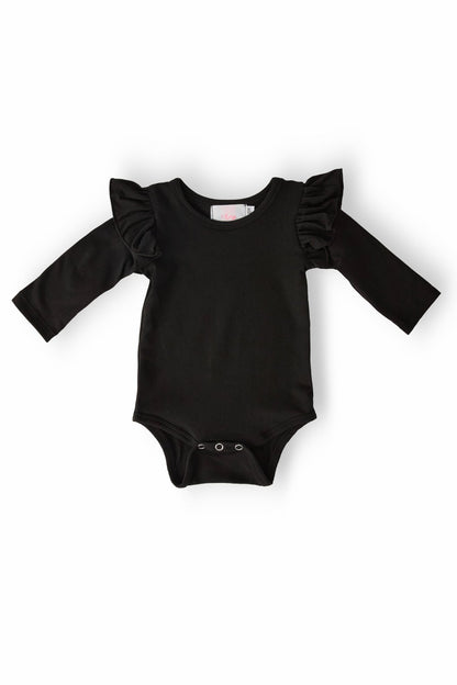 Black L/S Flutter Bodysuit