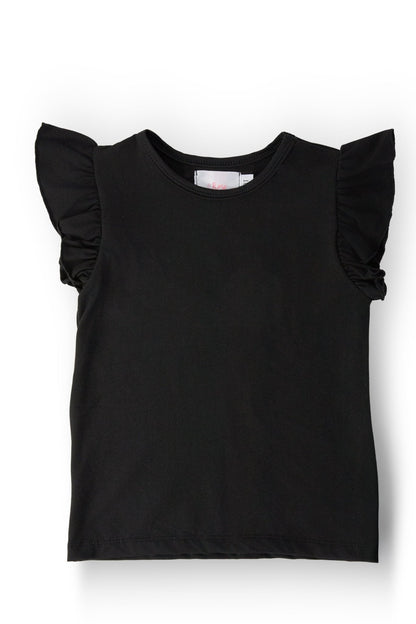 Black S/S Ruffle Tee