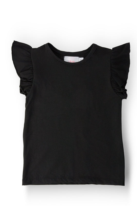 Black S/S Ruffle Tee