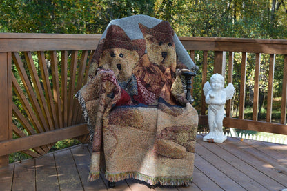 Tache Teddy Bear Western Cowboy Tapestry Throw with Fringe (2173)