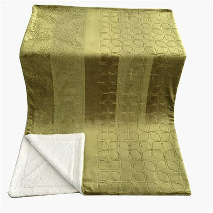 Tache Solid Embossed Green Olive Chartreuse Sherpa Throw Blanket (62096)