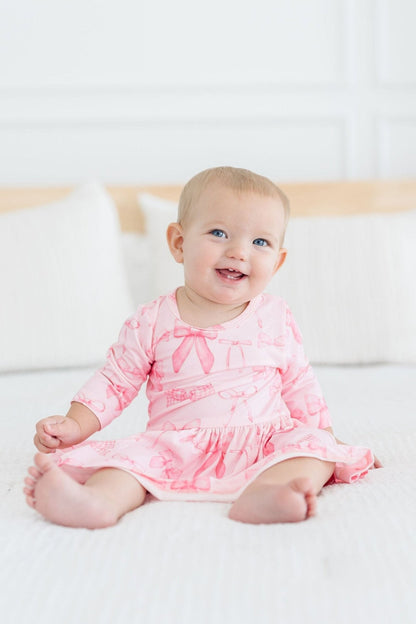 Blushing Bows 3/4 Sleeve Twirl Bodysuit