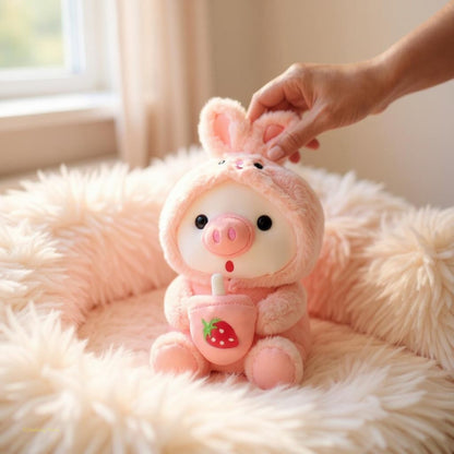 Boba Pig Stuffed Animal Soft Plushie Gift for Girls & Boys