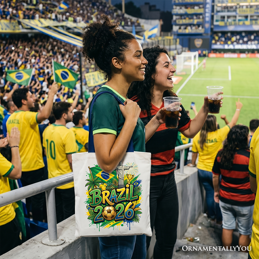 Brazil 2026 Soccer Cup Global Championship Tote Bag, Fans Football Gift Shopper