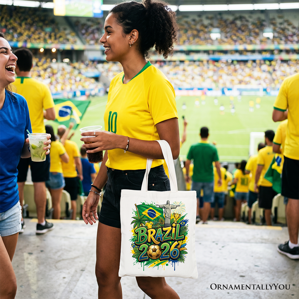 Brazil 2026 Soccer Cup Global Championship Tote Bag, Fans Football Gift Shopper