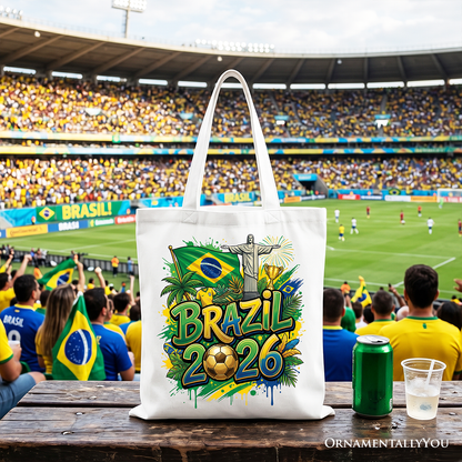 Brazil 2026 Soccer Cup Global Championship Tote Bag, Fans Football Gift Shopper