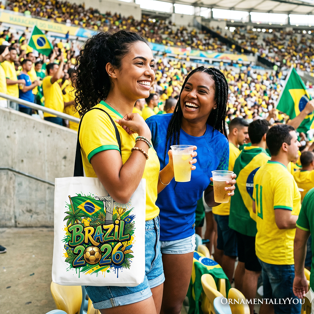 Brazil 2026 Soccer Cup Global Championship Tote Bag, Fans Football Gift Shopper