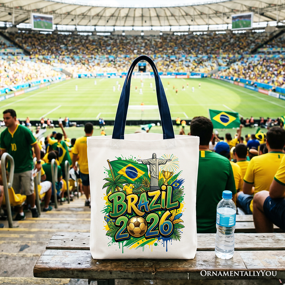 Brazil 2026 Soccer Cup Global Championship Tote Bag, Fans Football Gift Shopper