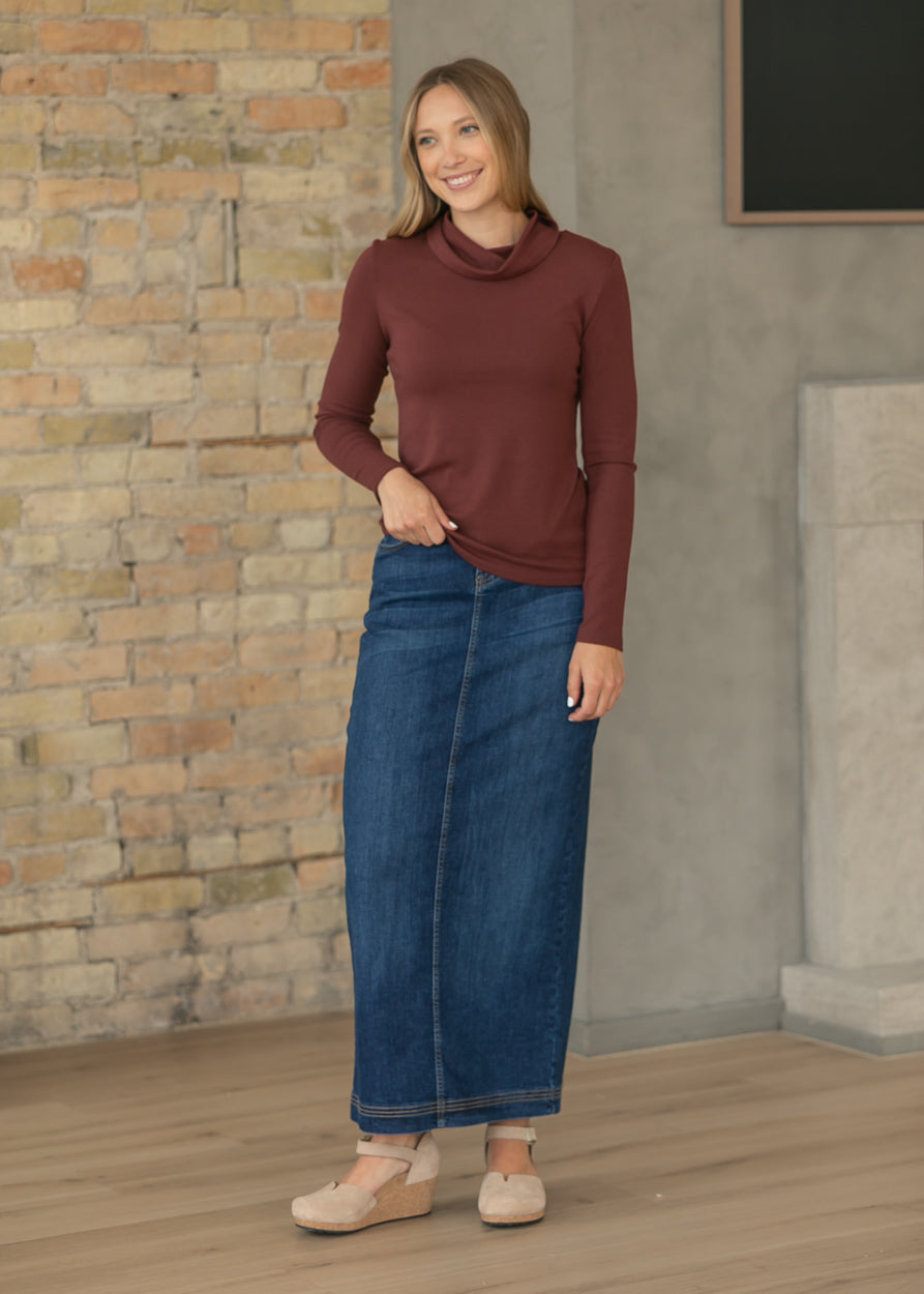Bria Dark Wash Denim Maxi Skirt - FINAL SALE - Shaketea