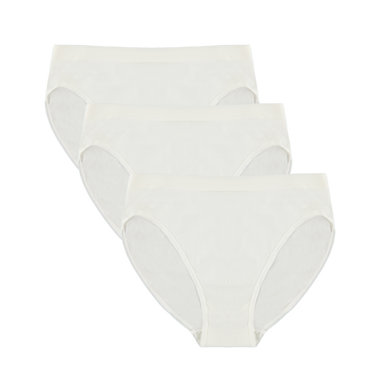 Women's Bamboo/Cotton High Leg Brief Style Underwear Natural Color - 3-pack - Shaketea