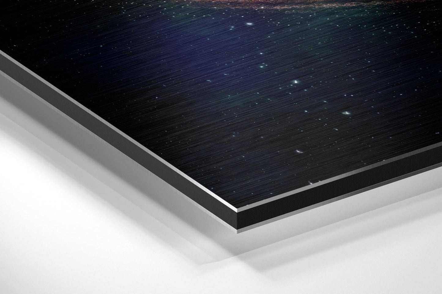 Spiral Galaxy and Distant Moon Brushed Aluminium Dibond Wall Art