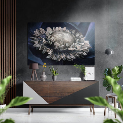 Pale Ivory Stamen Flower Macro Brushed Aluminium Dibond Wall Art