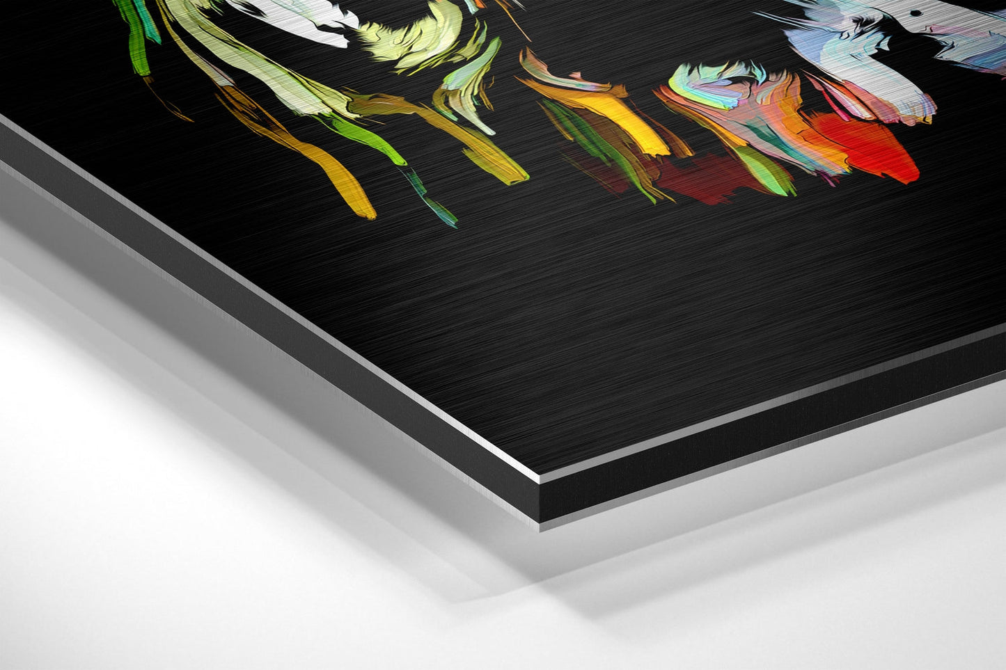 Neon Paint Strokes Woman Face Brushed Aluminium Dibond Wall Art