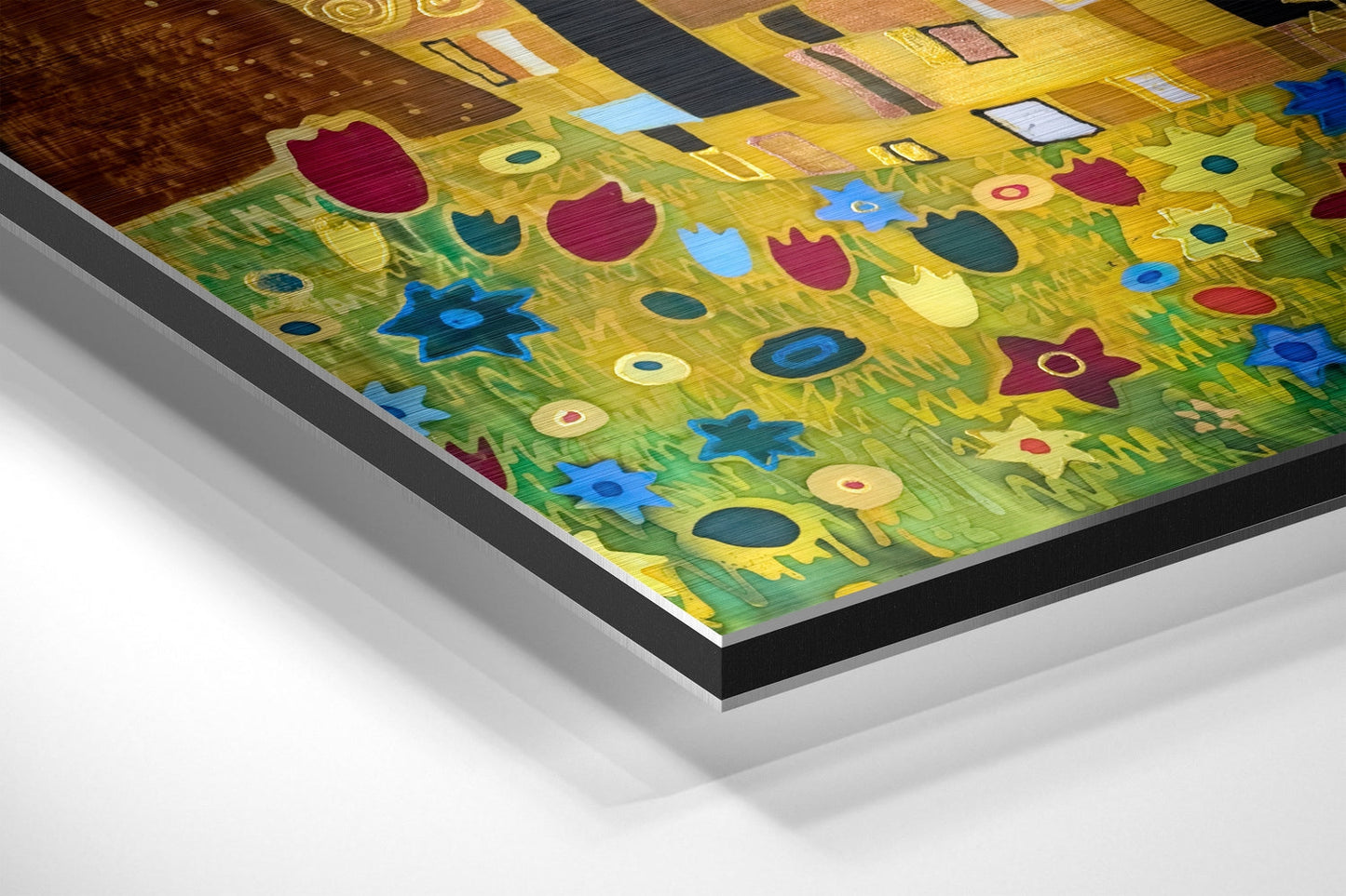 Klimt's Kiss Brushed Aluminium Dibond Wall Art