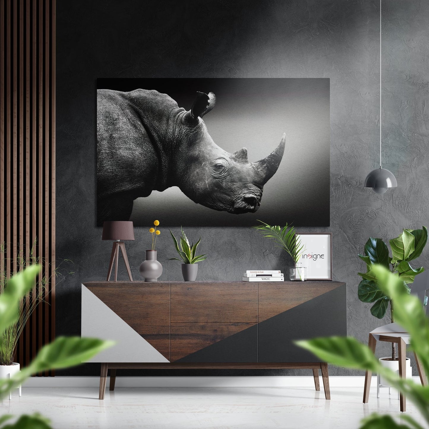 Rhino Brushed Aluminium Dibond Wall Art