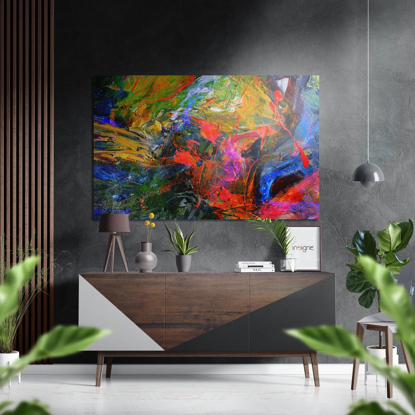 Impasto Rainbow Paint Strokes Brushed Aluminium Dibond Wall Art