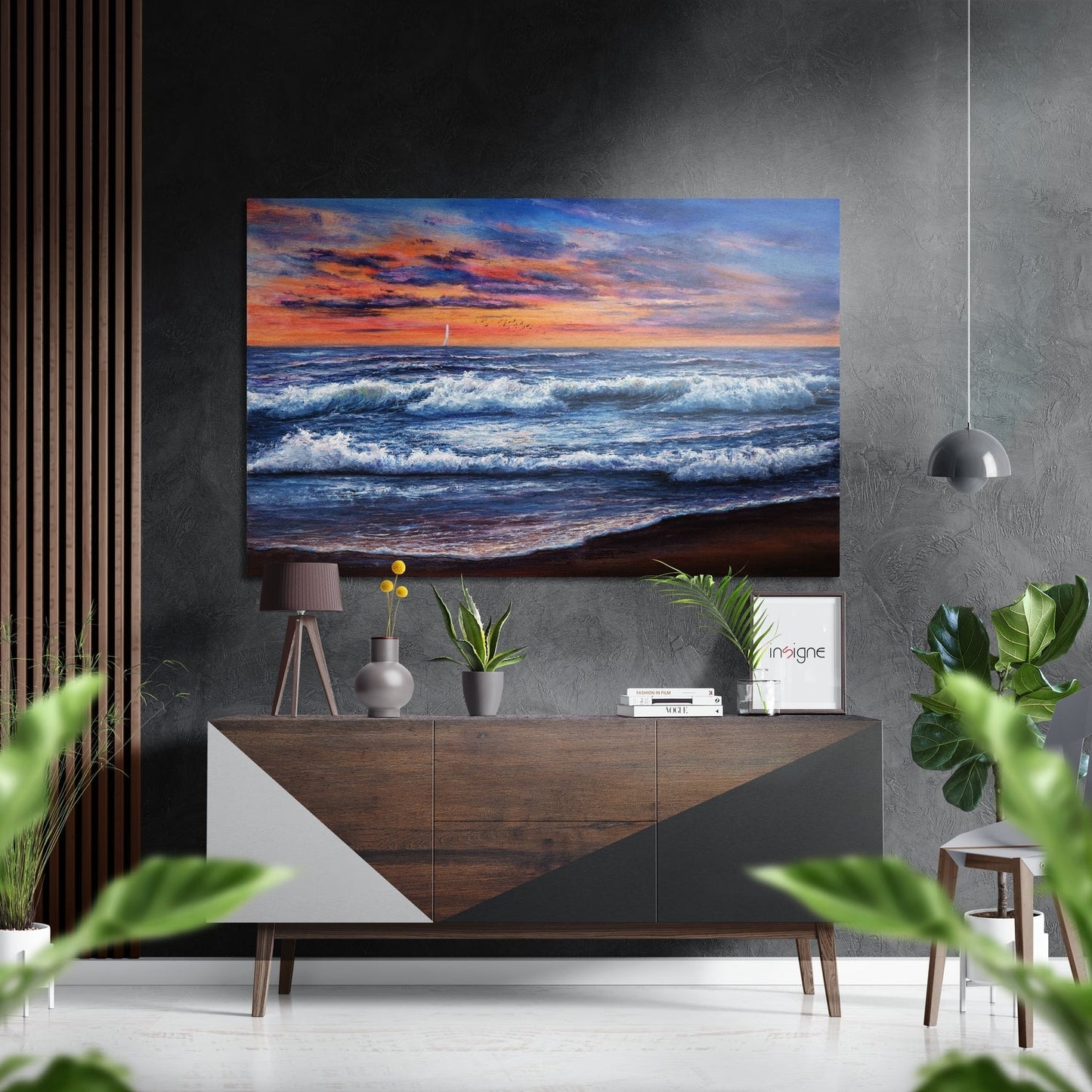 Waves Brushed Aluminium Dibond Wall Art