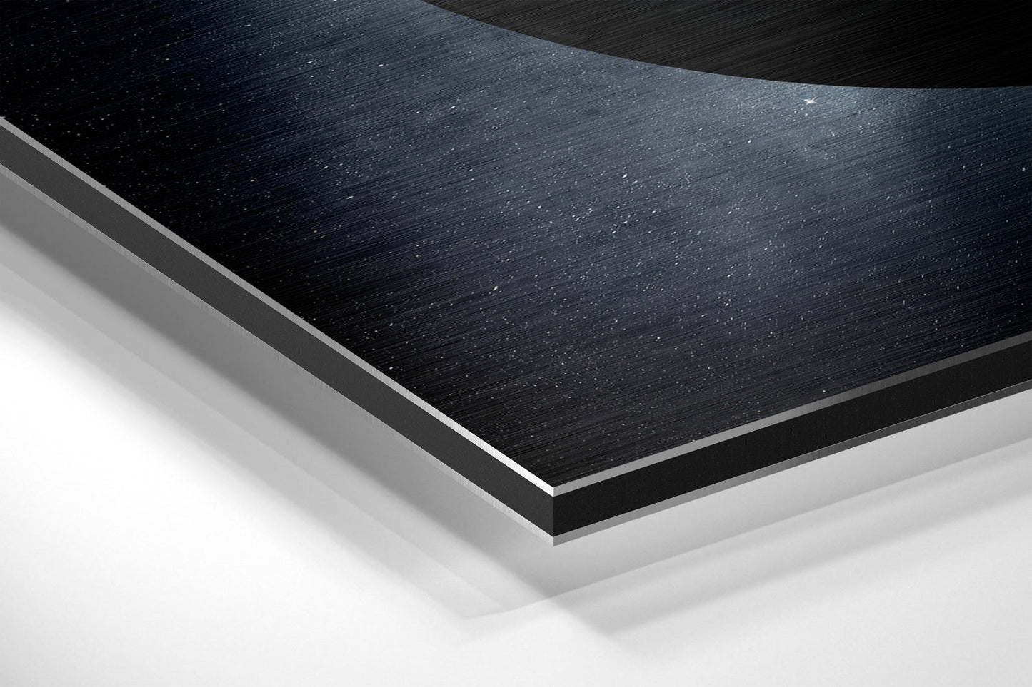 Earth and Distant Moon Starlit Space Brushed Aluminium Dibond Wall Art