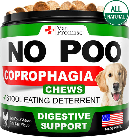 No Poo Chews for Dogs Coprophagia Stool-Eating Deterrent Probiotics 120 Count
