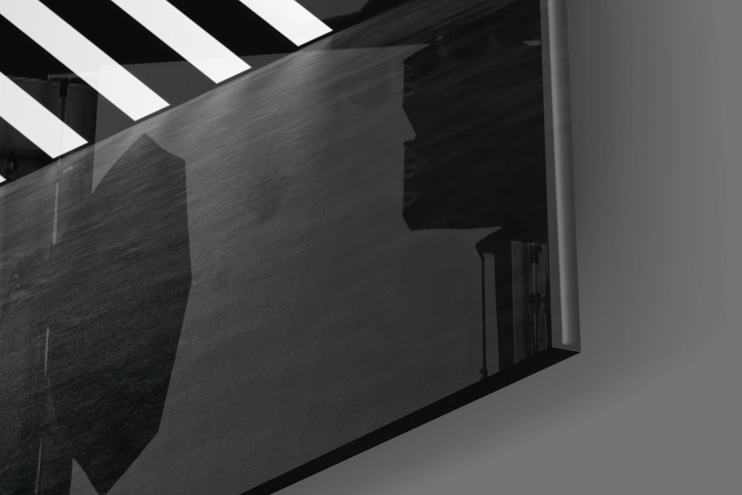 Glowing Chevron Pyramid on Black Glass Wall Art