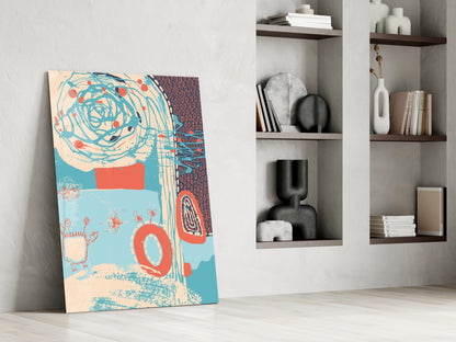 Coral Scribble Spiral Glass Wall Art