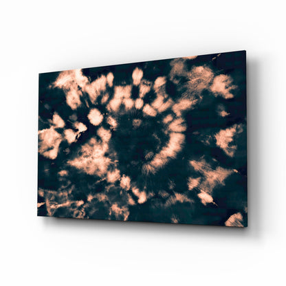 Peach Dandelion Spiral Navy Glass Wall Art